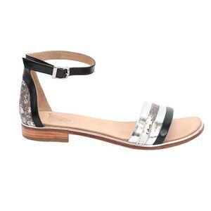 John Fluevog River Urubamba Black Silver Boah Ankle Strap Sandals Size 6.5 NEW